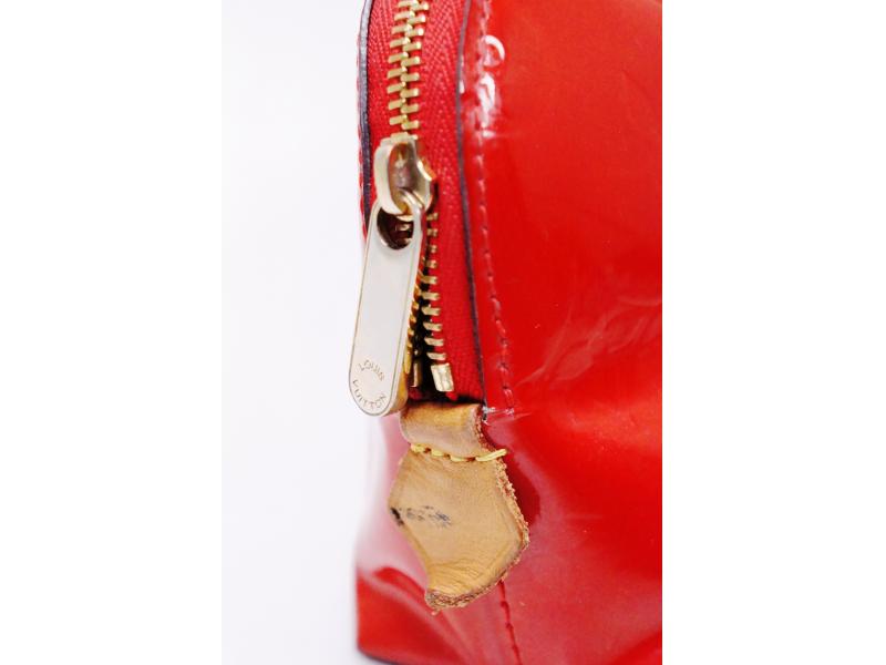 Authentic Pre-owned Louis Vuitton Vernis Pomme D'amour Red Pochette Cosmetic Pouch Bag M91496 200132