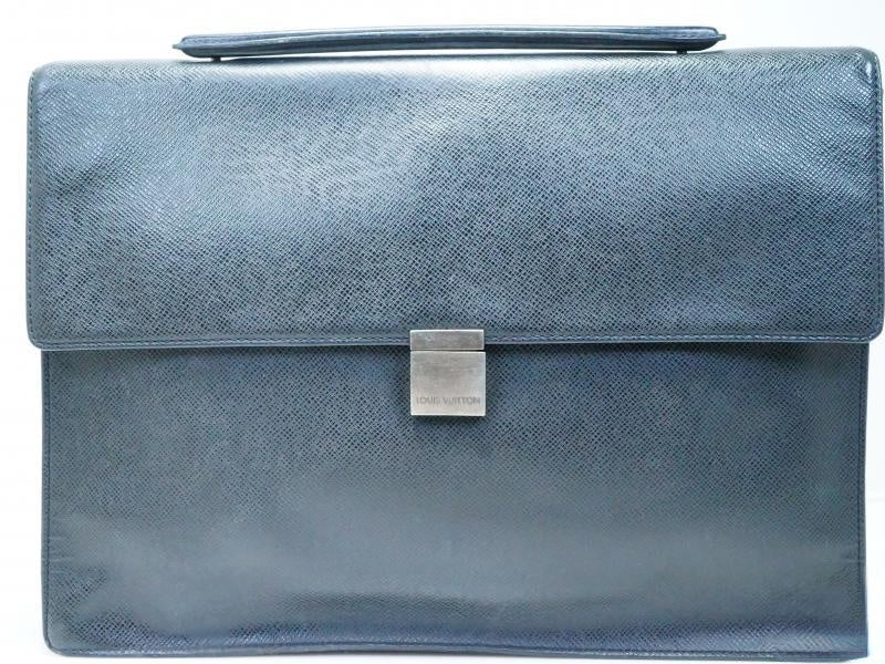 Authentic Pre-owned Louis Vuitton Taiga Ardoise Black Porte-documents Angara Briefcase M30772 180793