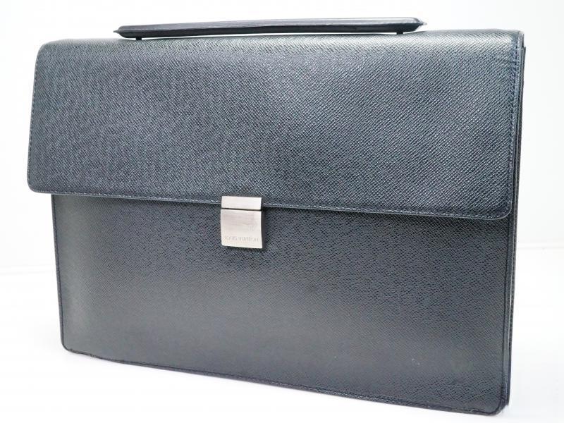 Authentic Pre-owned Louis Vuitton Taiga Ardoise Black Porte-documents Angara Briefcase M30772 180357