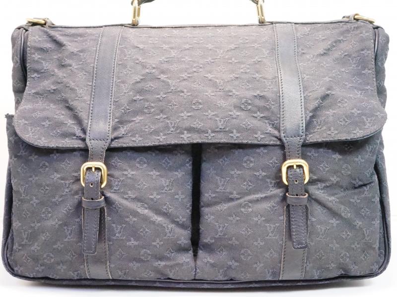 Authentic Pre-owned Louis Vuitton Monogram Mini Navy Denise 2-way Travel Bag W/ Strap M42311 143640