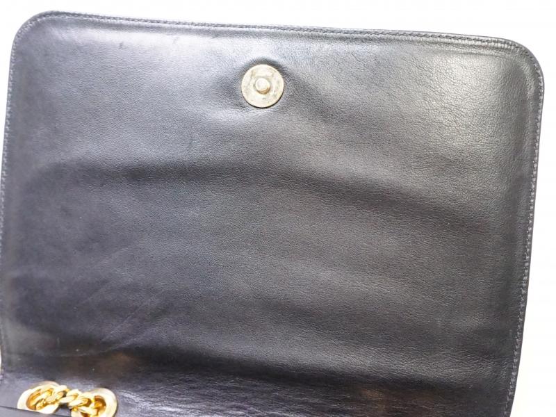 Authentic Pre-owned Celine Vintage Gold Chain Black Leather Logo 2-length Shoulder Bag Italy 193003