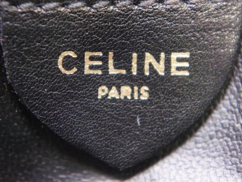 Authentic Pre-owned Celine Vintage Gold Chain Black Leather Logo 2-length Shoulder Bag Italy 193003