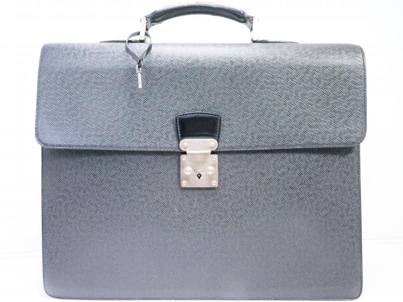 Authentic Pre-owned Louis Vuitton Taiga Black Ardoise Serviette Moskova Briefcase Bag M30032 191854
