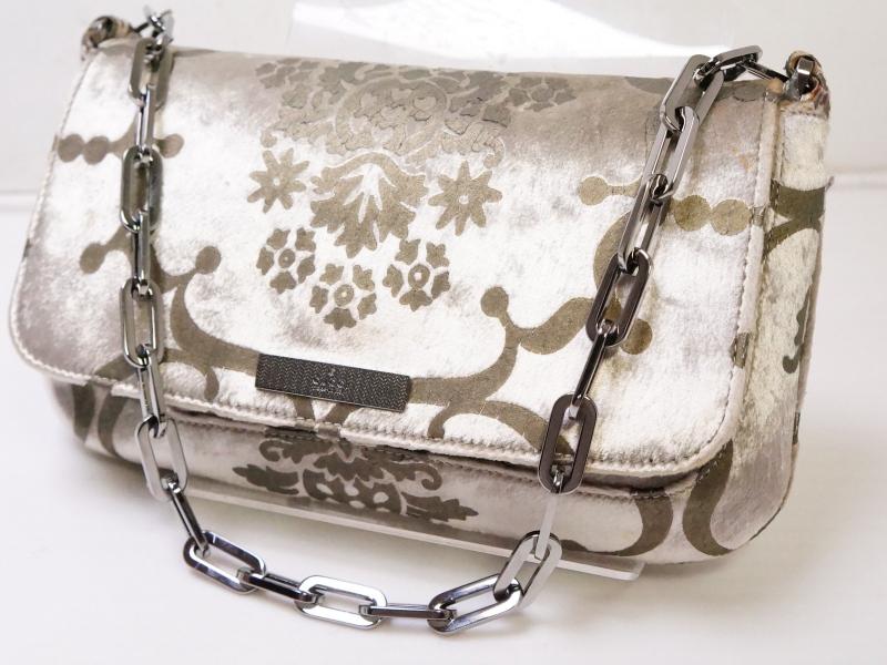 Authentic Pre-owned Gucci Gucci Velor Chain Shoulder Bag Silver 200397