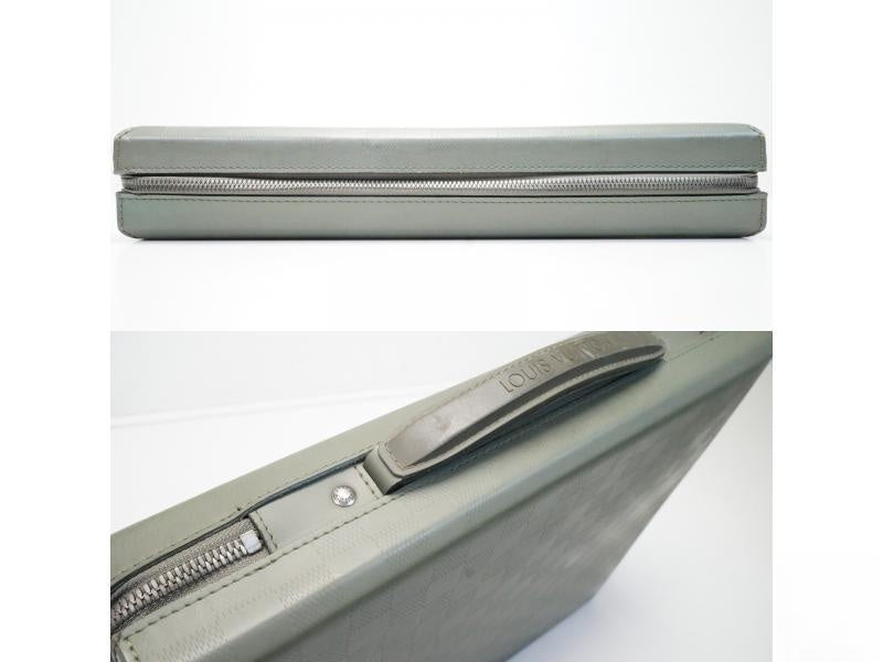 Authentic Pre-owned Louis Vuitton Damier Glace Gray Luke Attache Case Laptop Case Brief Case 180729