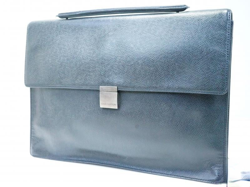 Authentic Pre-owned Louis Vuitton Taiga Ardoise Black Porte-documents Angara Briefcase M30772 180793