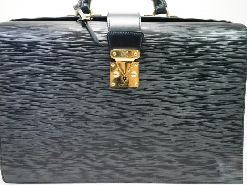 Authentic Pre-owned Louis Vuitton Epi Black Noir Serviette Fermoir Briefcase Hand Bag M54352 151075