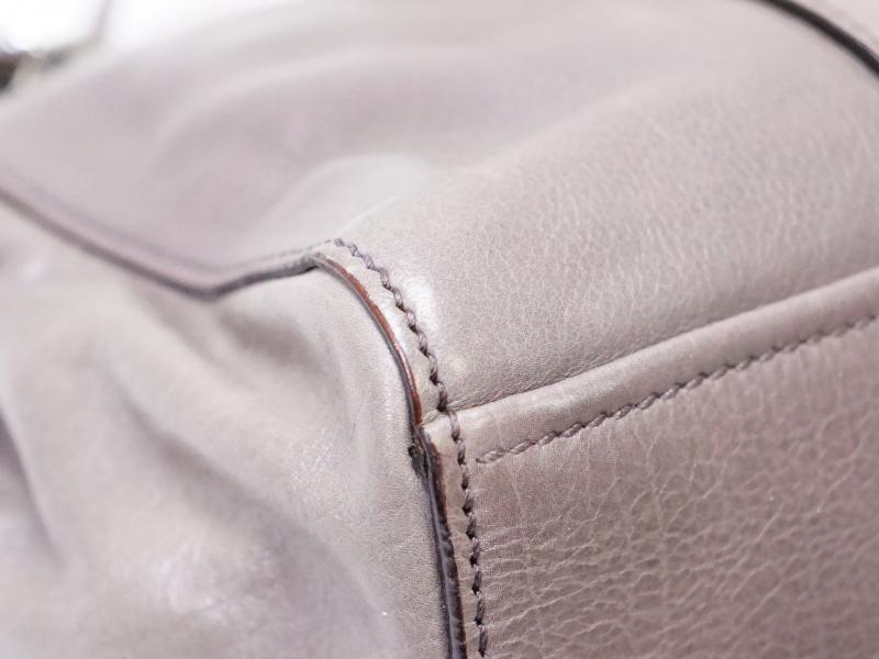 Authentic Pre-owned Prada Gray Leather Shopper Shoulder Bag 200399  