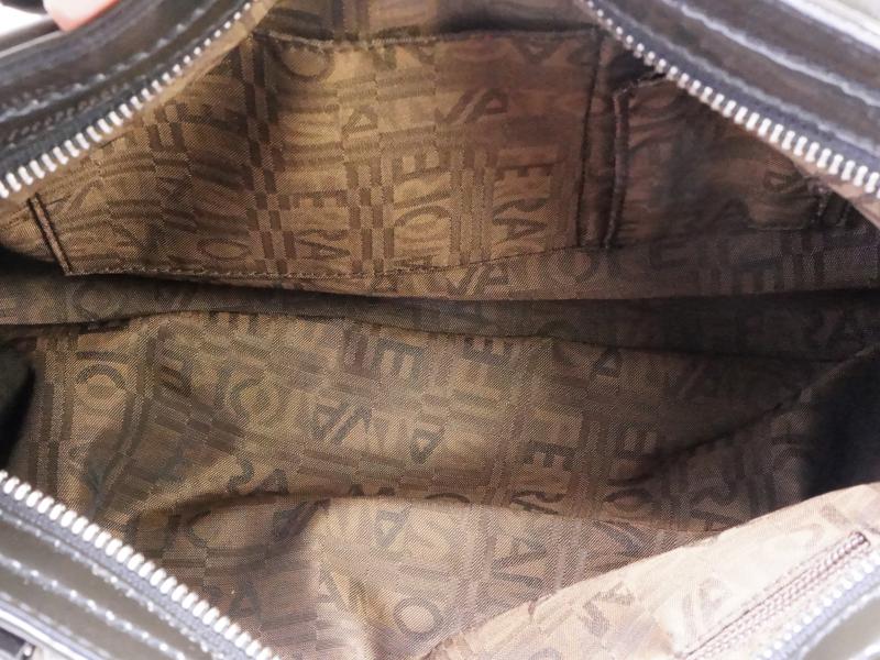Authentic Salvatore Ferragamo Gancini BW-21 A497 Dark Gray Patent Leather Shoulder Tote Bag 200417 