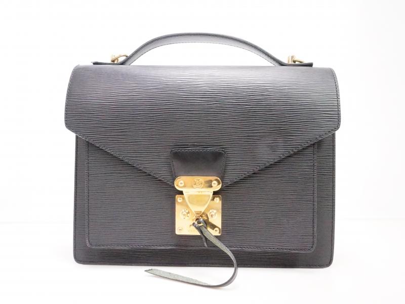 Authentic Pre-owned Louis Vuitton Epi Black Noir Monceau Hand Bag Satchel Bag w/ Key M52122 152750